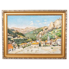 Oil on canvas, Provence landscape, France, mid-20th century