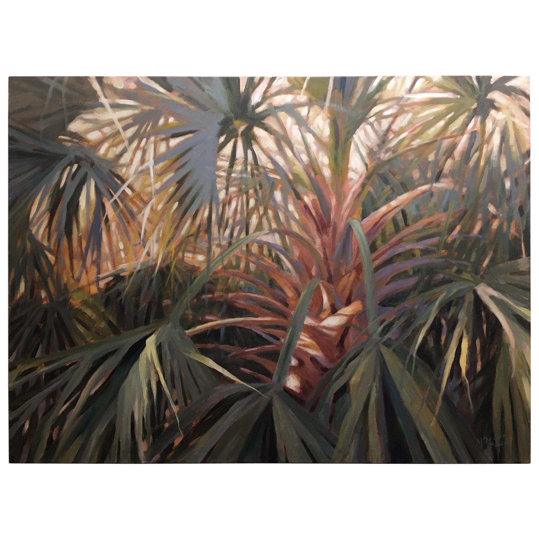 Oil on Canvas "Reaching" Palmettos Scene, Mary Segars