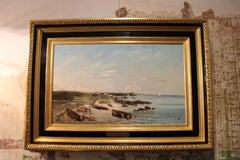 Oil on Canvas "Retour De Pêche", Signed Jules Fleury, France, 20th Century