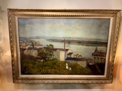 Oil on canvas  “riverside city” 19th century”