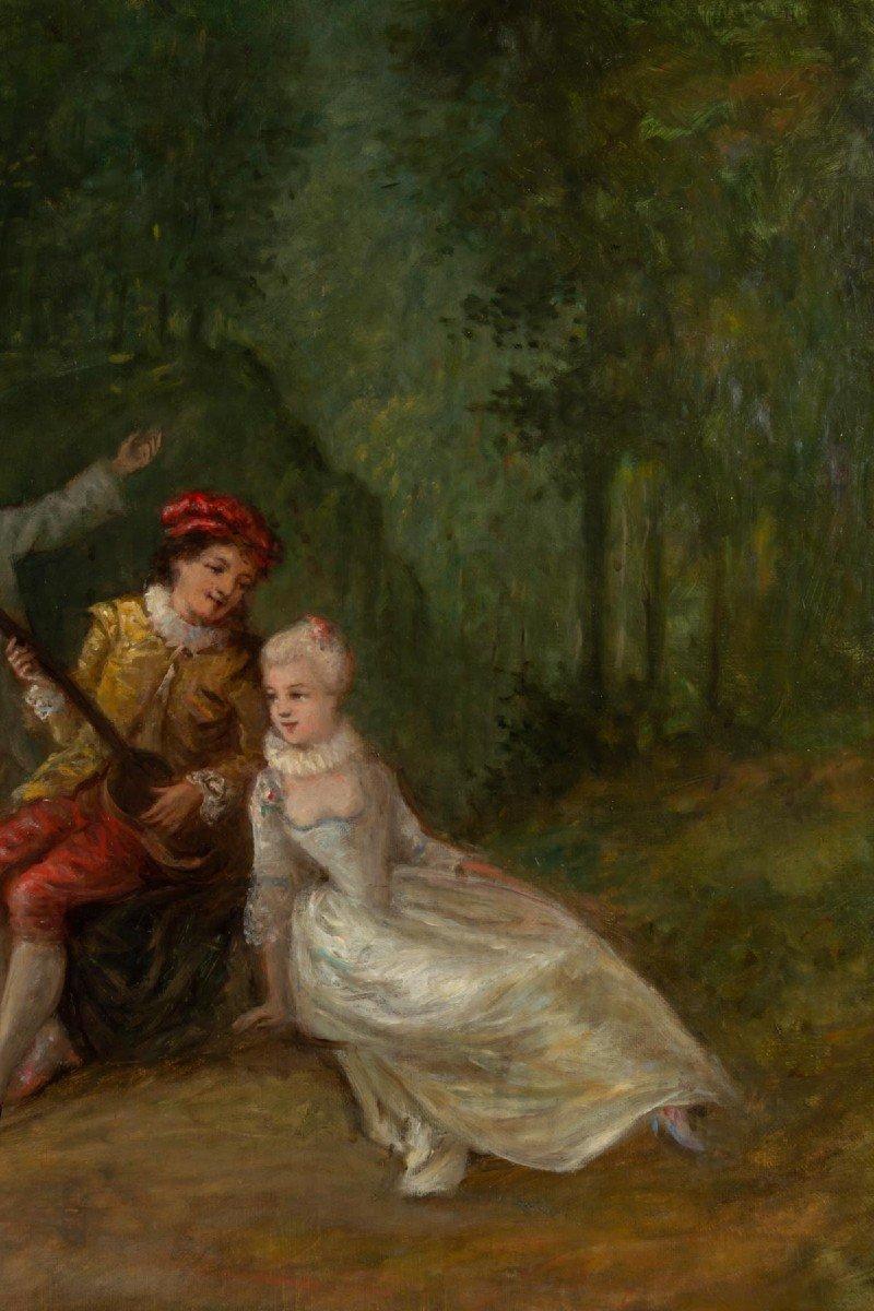 Oil on Canvas Romantic Scene XIXth Century 4