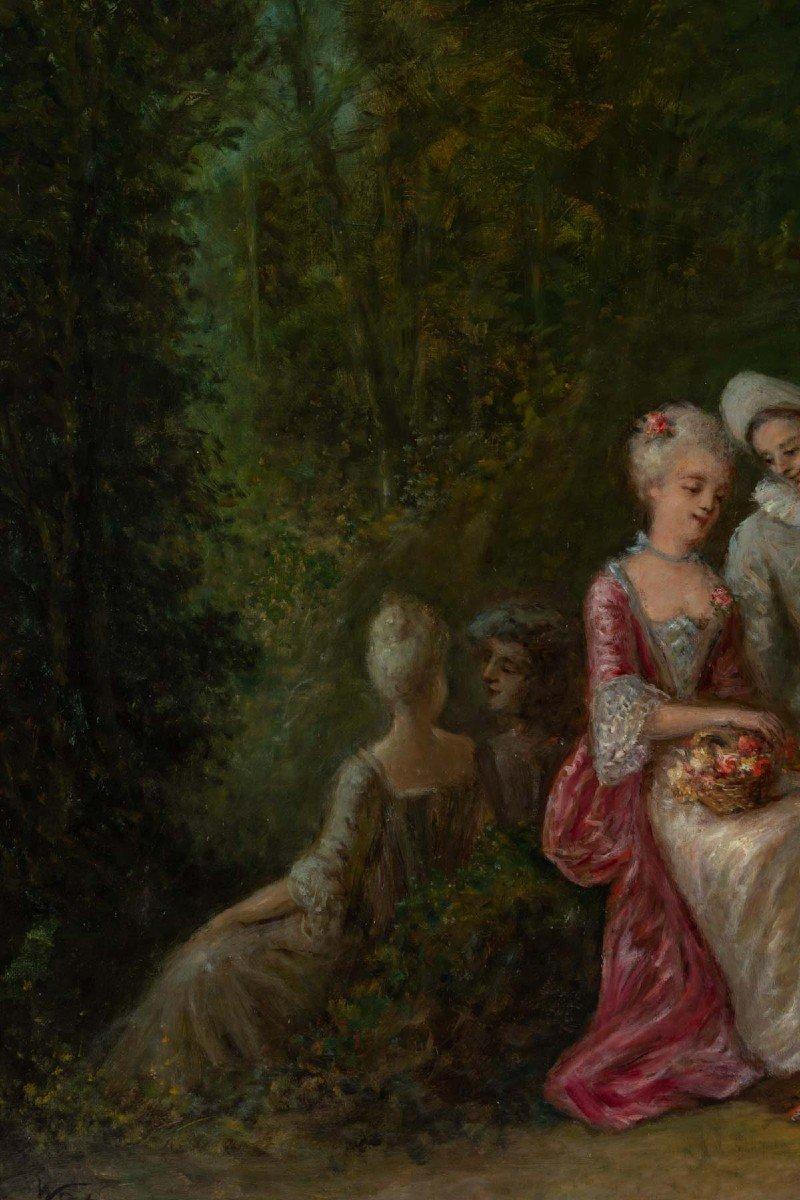 Oil on Canvas Romantic Scene XIXth Century 1