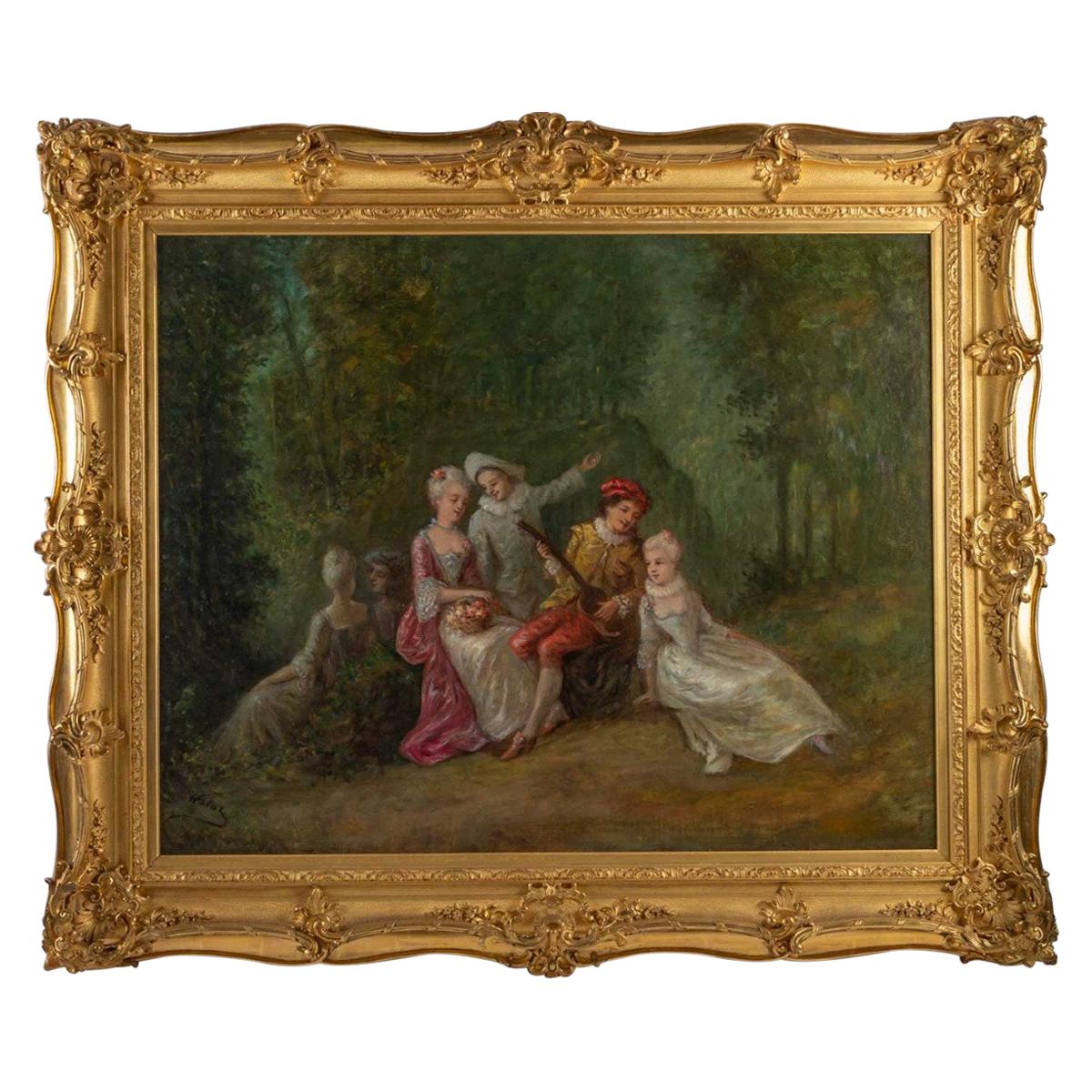 Oil on Canvas Romantic Scene XIXth Century