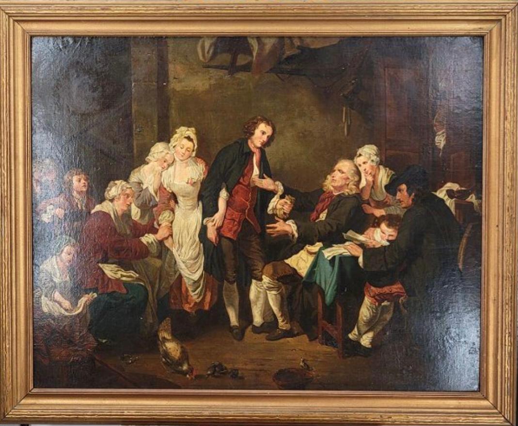 XIXe siècle Huile sur toile cole de Jean-Baptiste Greuze en vente