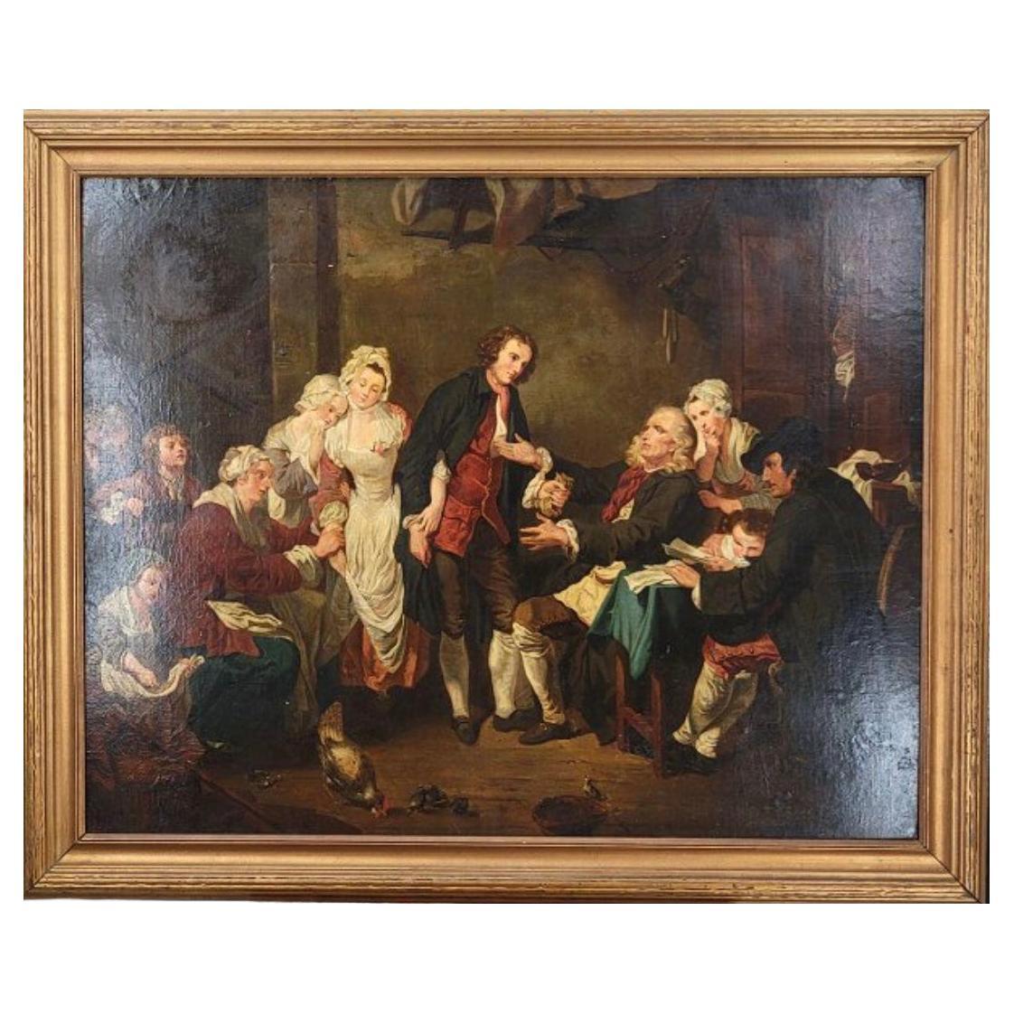 Oil On Canvas School of Jean-Baptiste Greuze For Sale