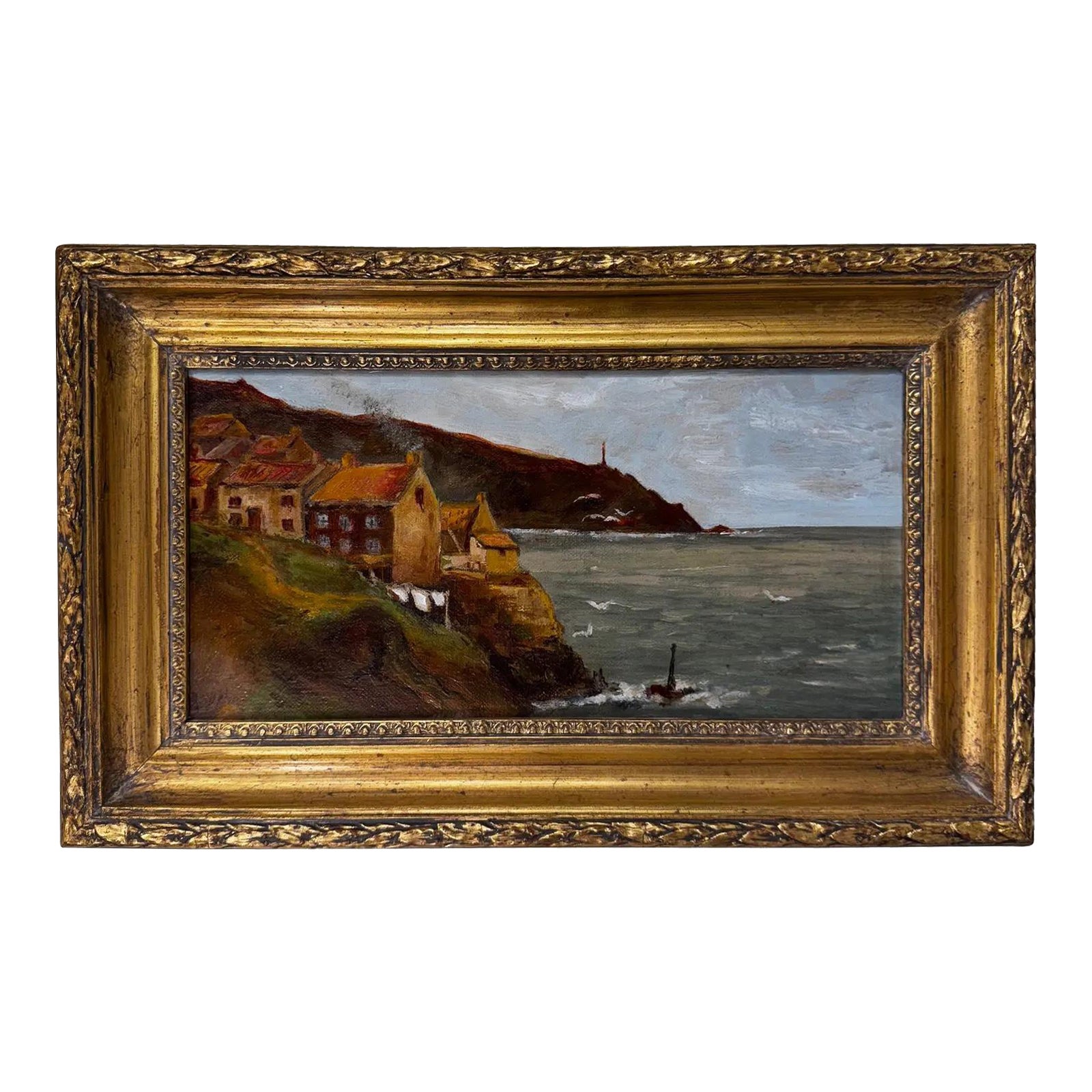 Öl auf Leinwand Seaside English Village