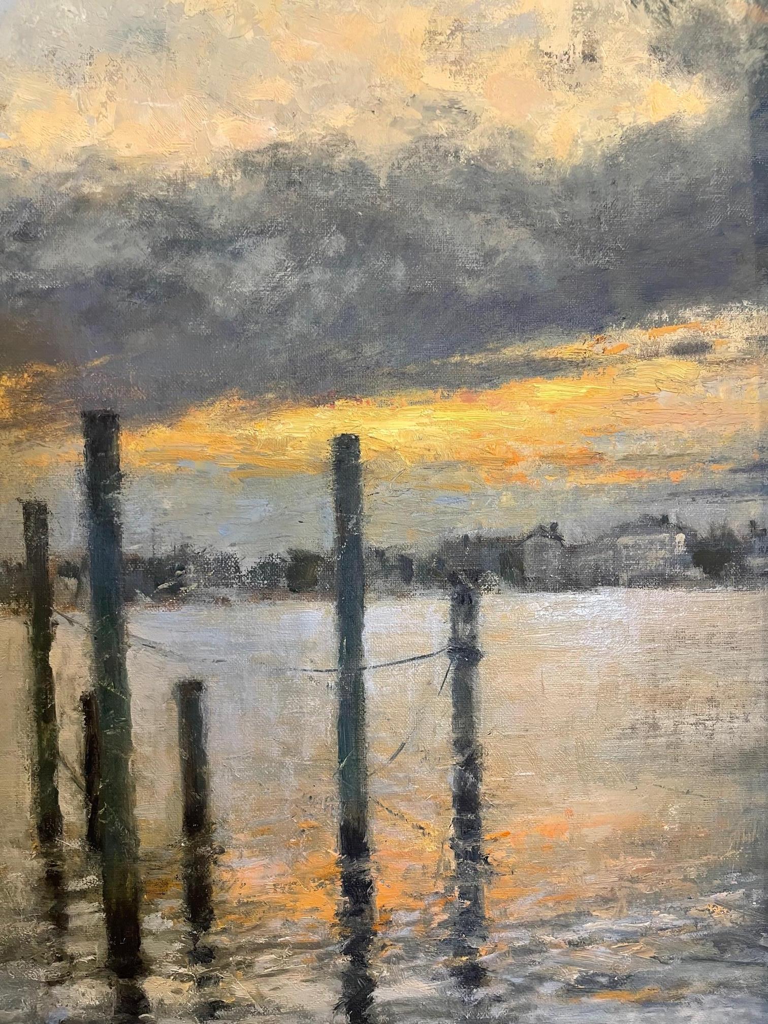 Huile sur toile « Serene Sunset » de Sue Foell en vente 1