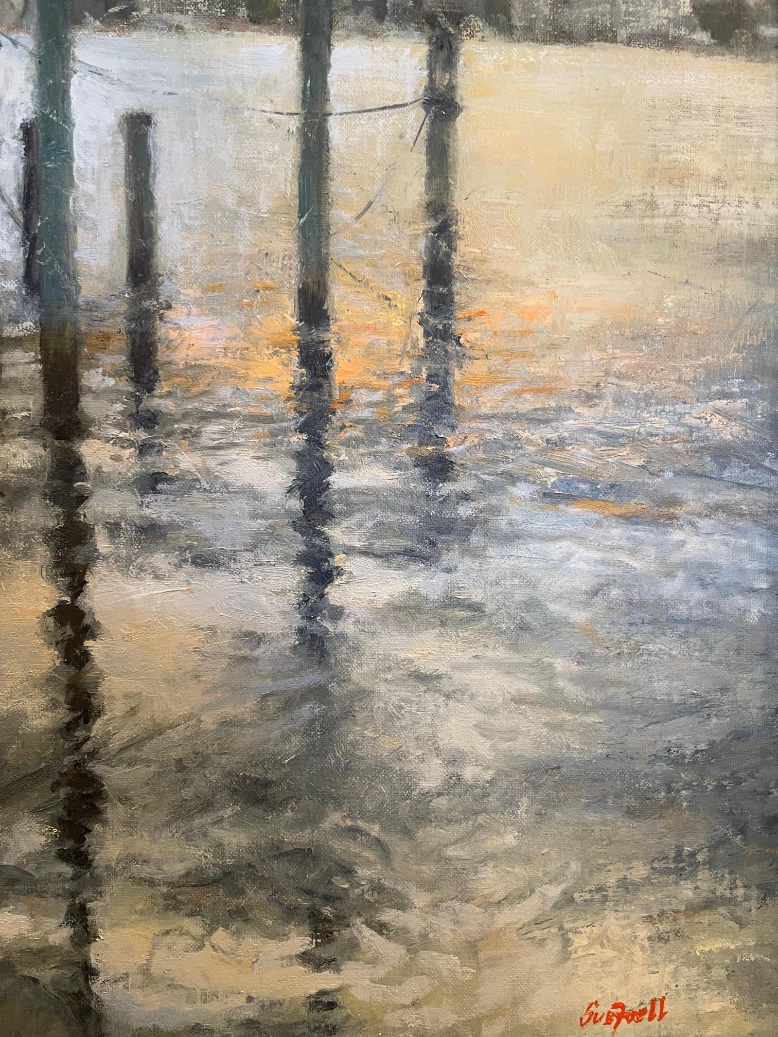 Huile sur toile « Serene Sunset » de Sue Foell en vente 2
