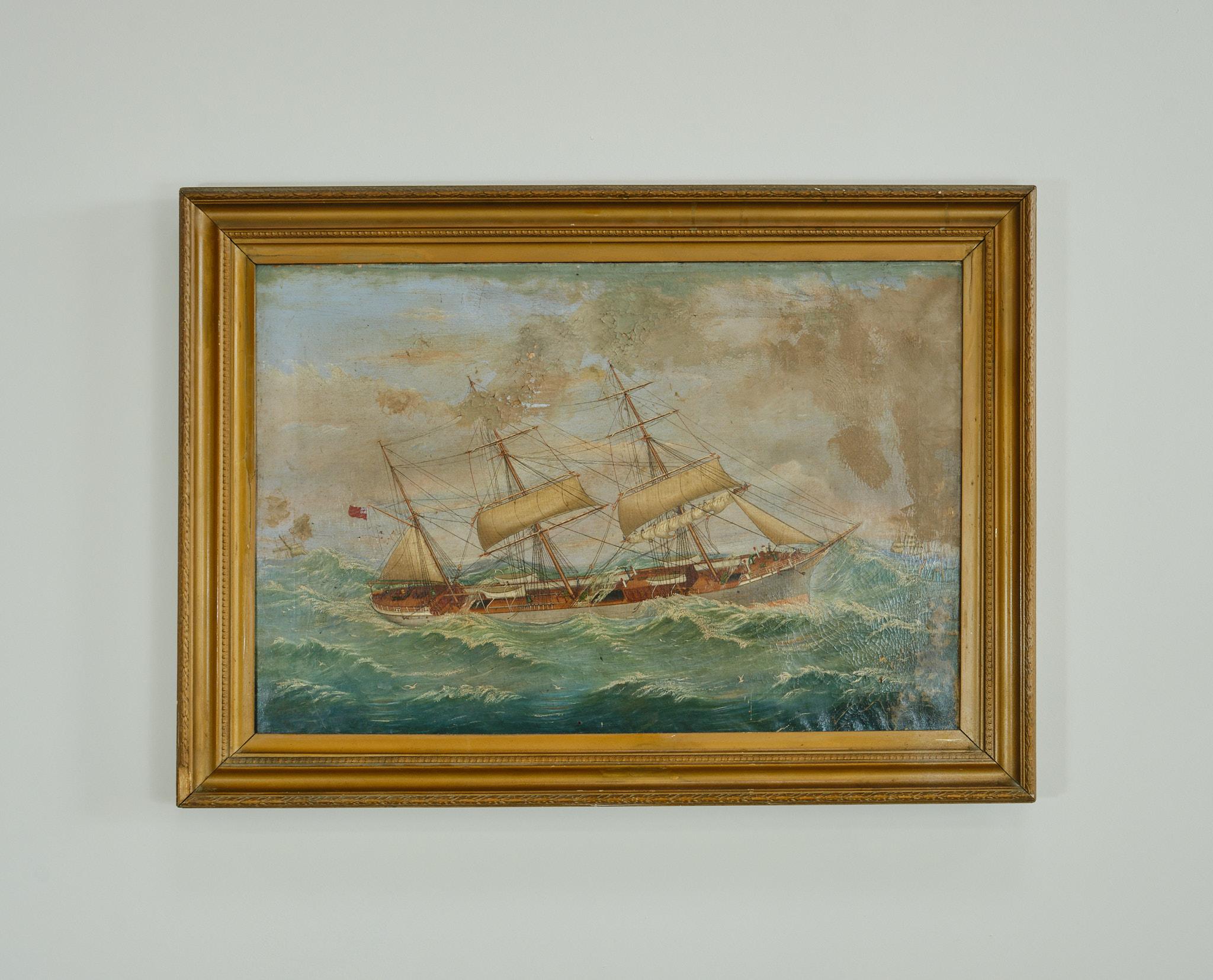 Vittoriano Pittura navale olio su tela in vendita