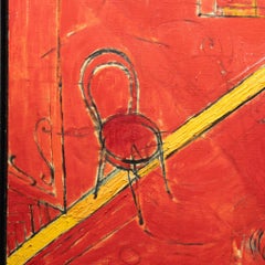 Oil on canvas signed, titled, dated 1990 inspired by "Latelier rouge" by Matisse