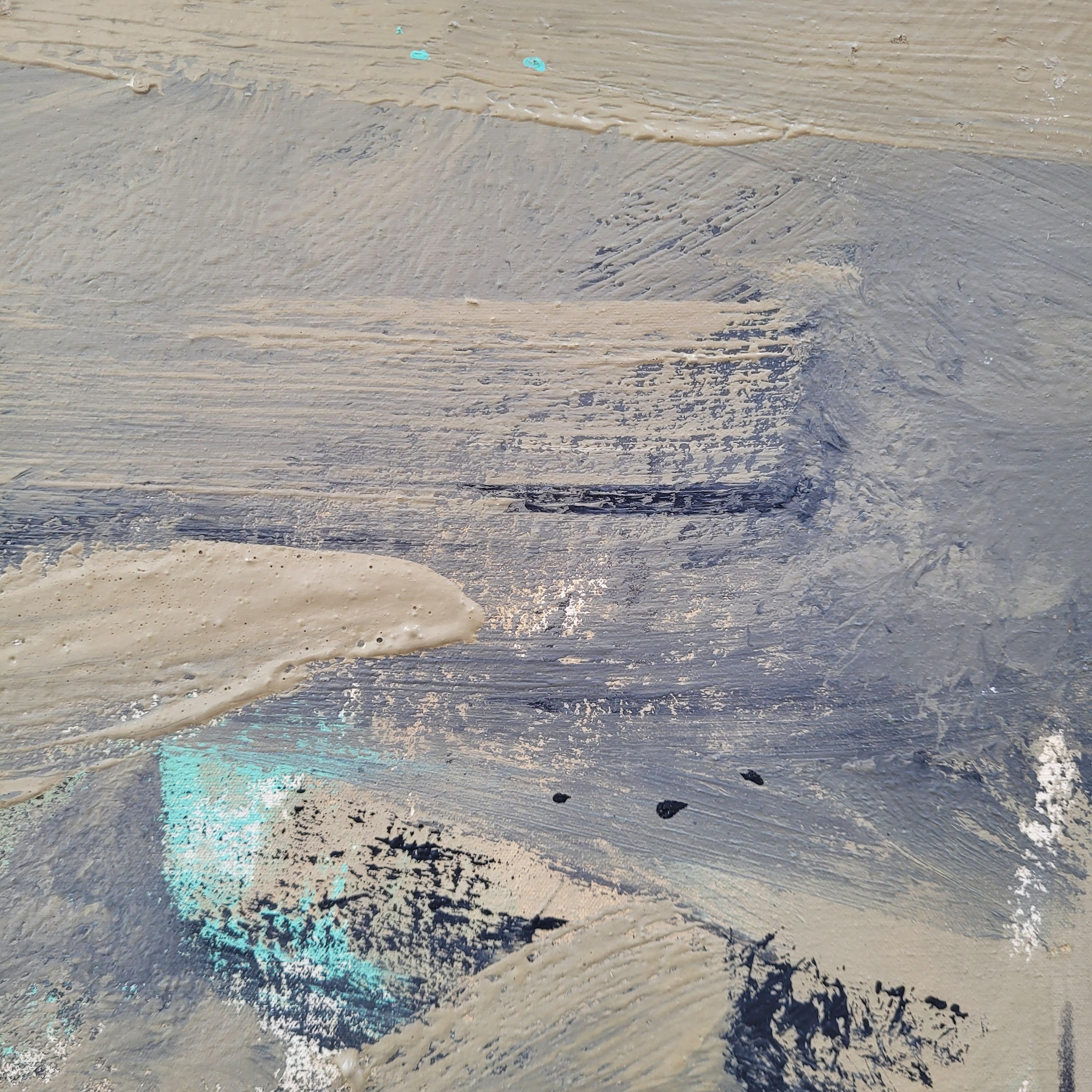 Oil on canvas Spain Abstraction Blue gray “Children's Islands” Esteban de la Foz For Sale 5