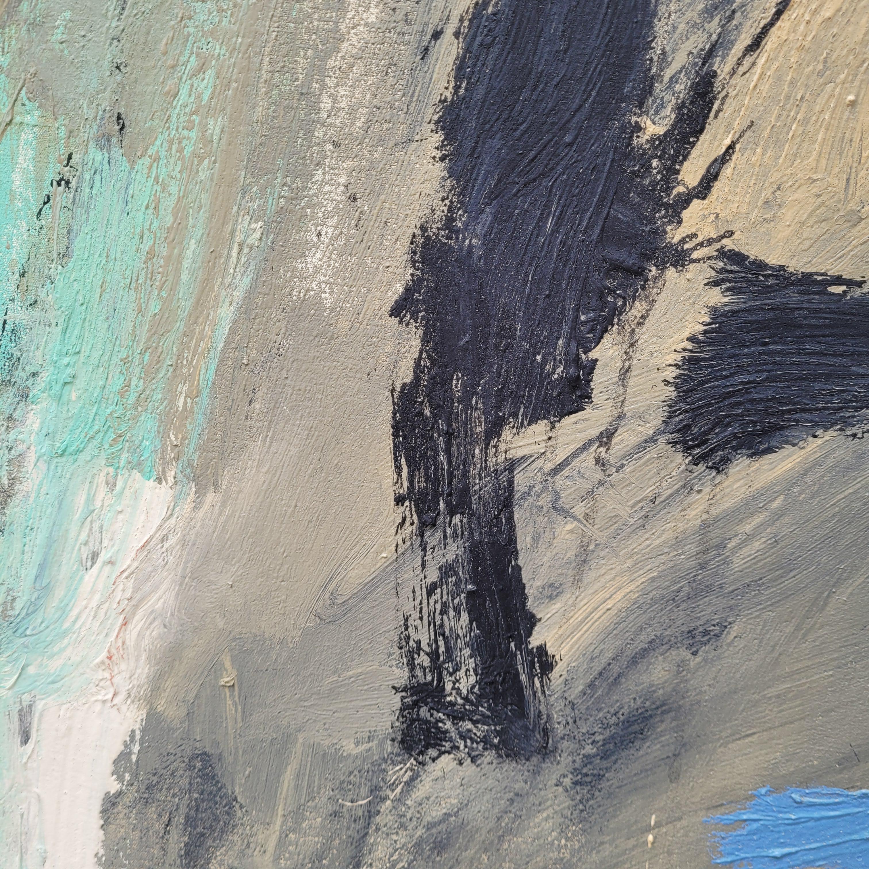 Oil on canvas Spain Abstraction Blue gray “Children's Islands” Esteban de la Foz For Sale 8