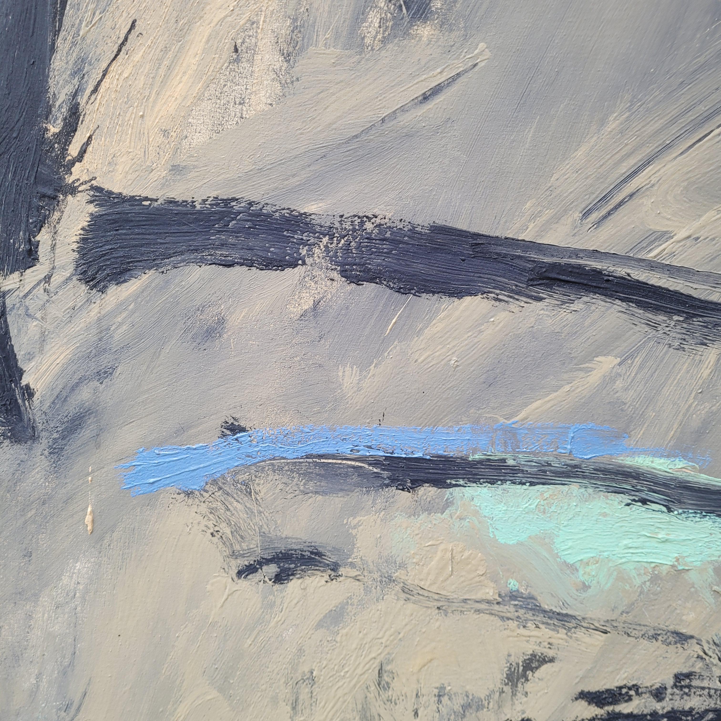 Oil on canvas Spain Abstraction Blue gray “Children's Islands” Esteban de la Foz For Sale 9