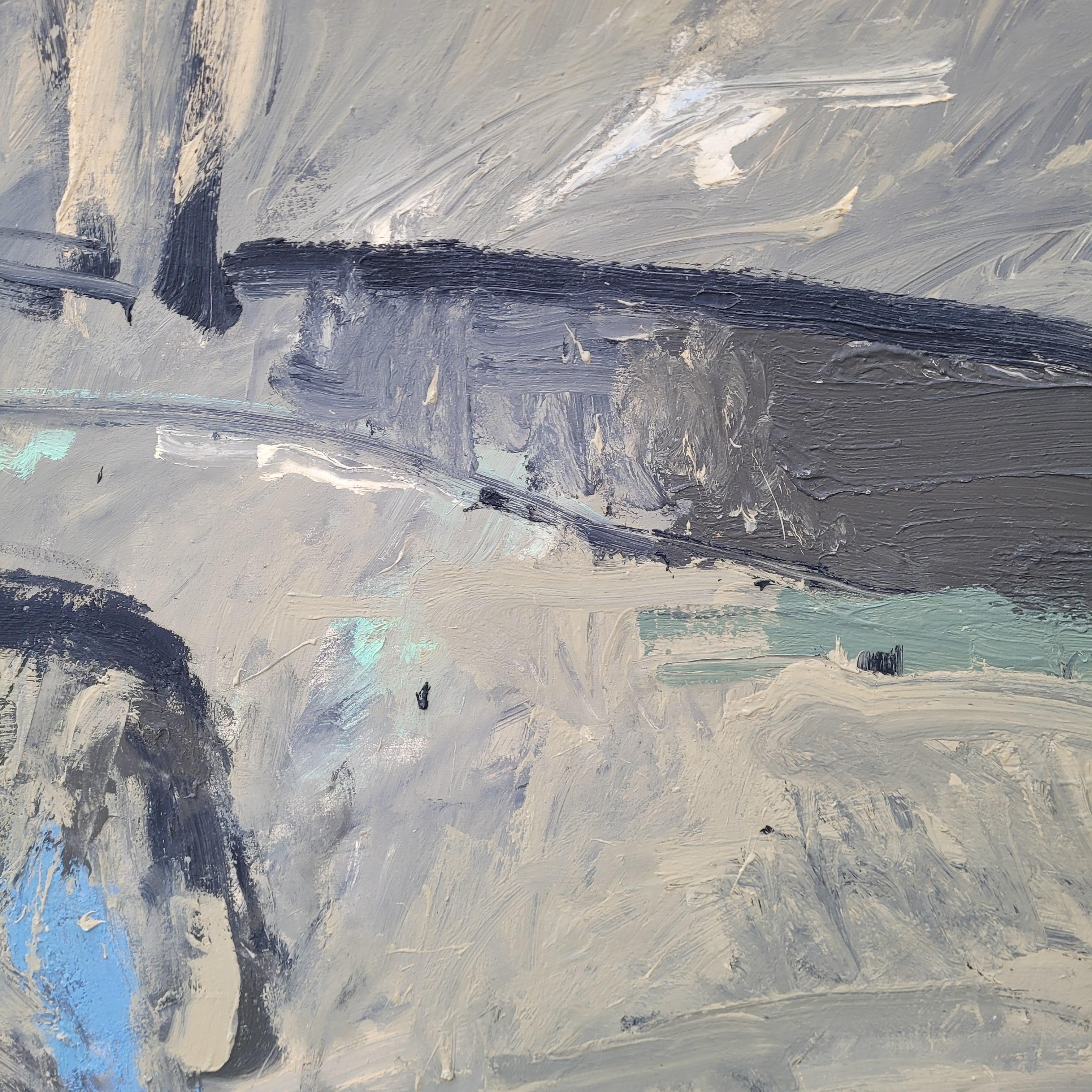 Oil on canvas Spain Abstraction Blue gray “Children's Islands” Esteban de la Foz For Sale 10