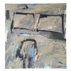 Oil on canvas Spain Abstraction Blue gray “Children's Islands” Esteban de la Foz