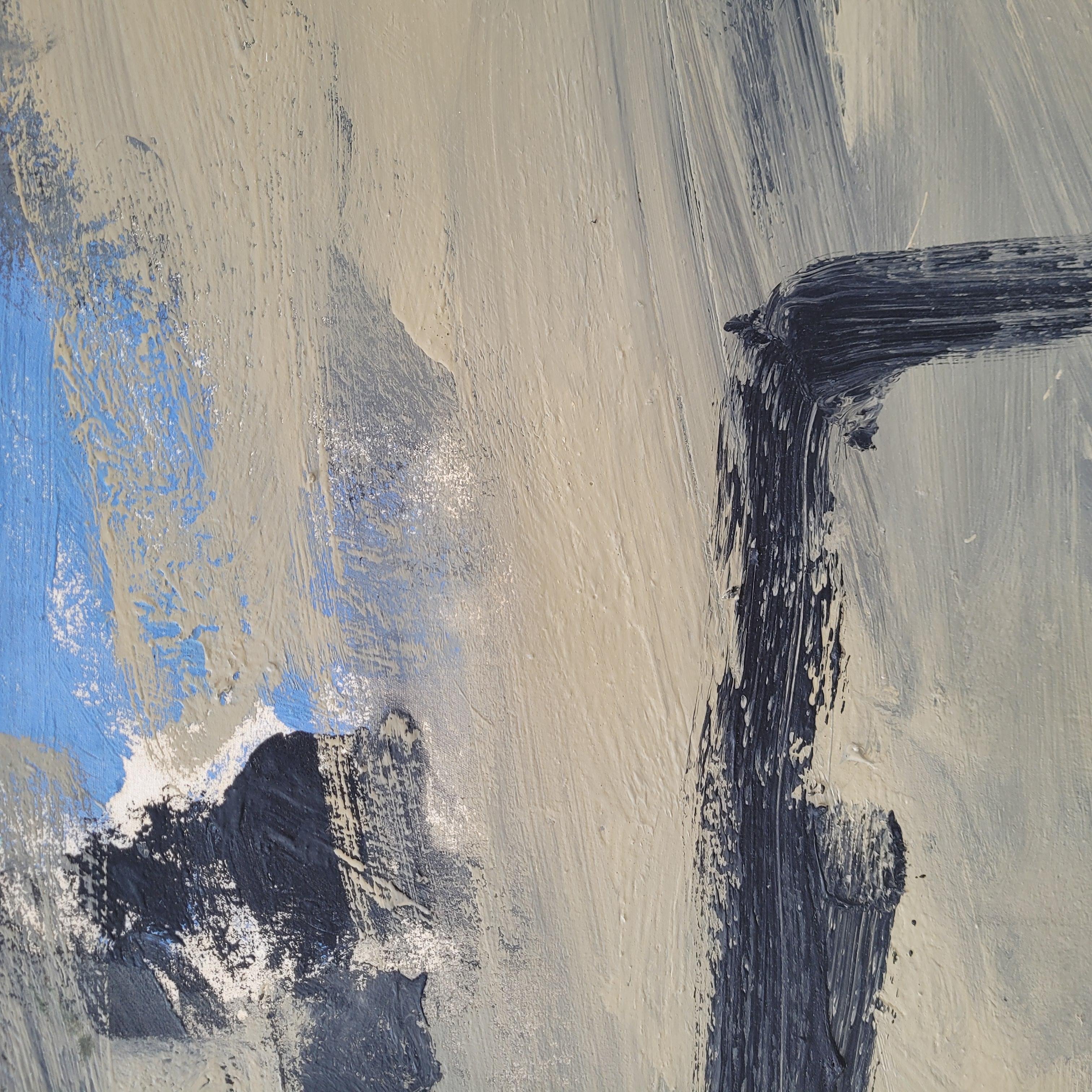 Late 20th Century Oil on canvas Spain Abstraction Blue gray “Children's Islands” Esteban de la Foz For Sale