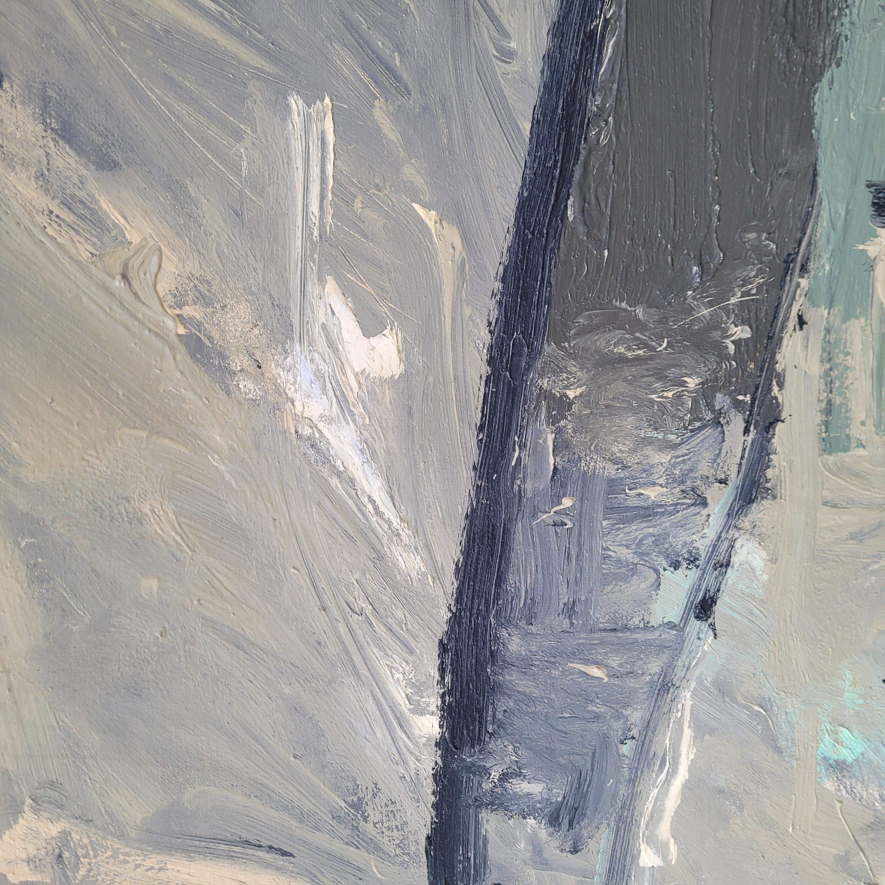 Canvas Oil on canvas Spain Abstraction Blue gray “Children's Islands” Esteban de la Foz For Sale