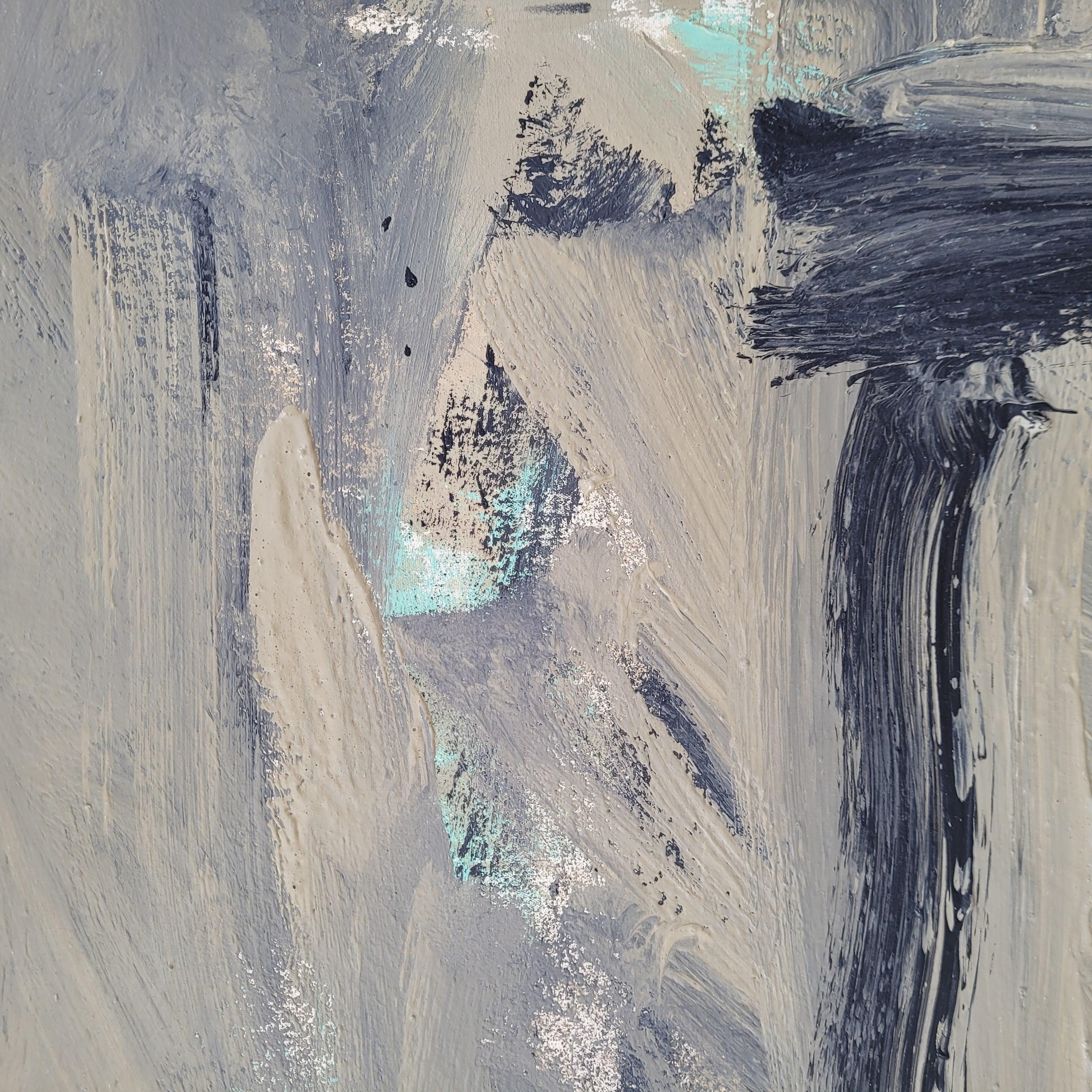 Oil on canvas Spain Abstraction Blue gray “Children's Islands” Esteban de la Foz For Sale 1