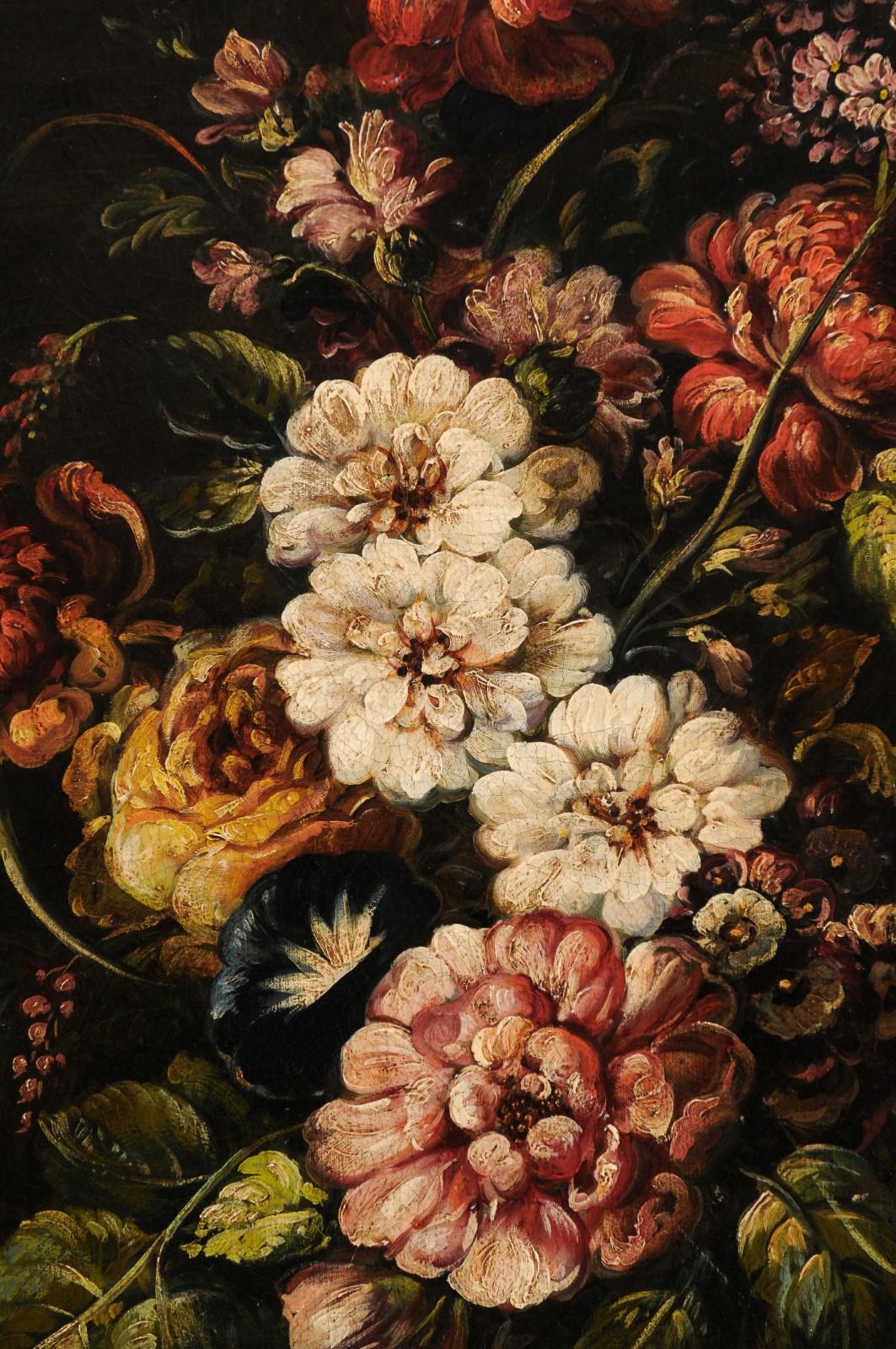 Oil on Canvas Still-life of Flower Bouquet, 20th Century Continental 4