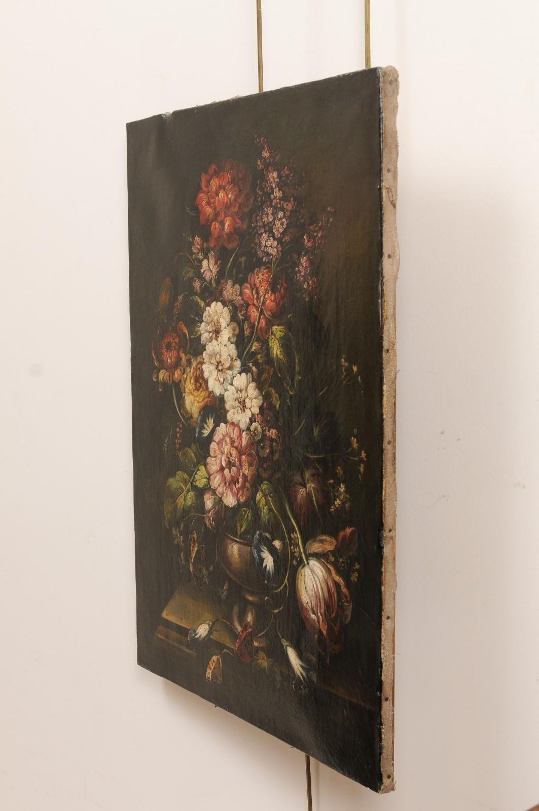 Oil on Canvas Still-life of Flower Bouquet, 20th Century Continental 5