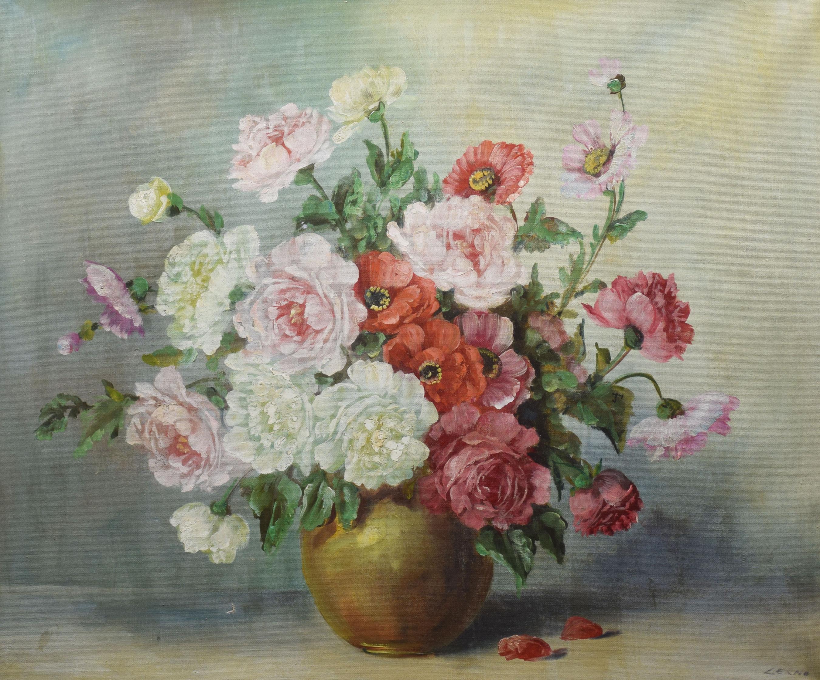 Oil on Canvas Still Life of Flowers In Good Condition In Cheshire, GB