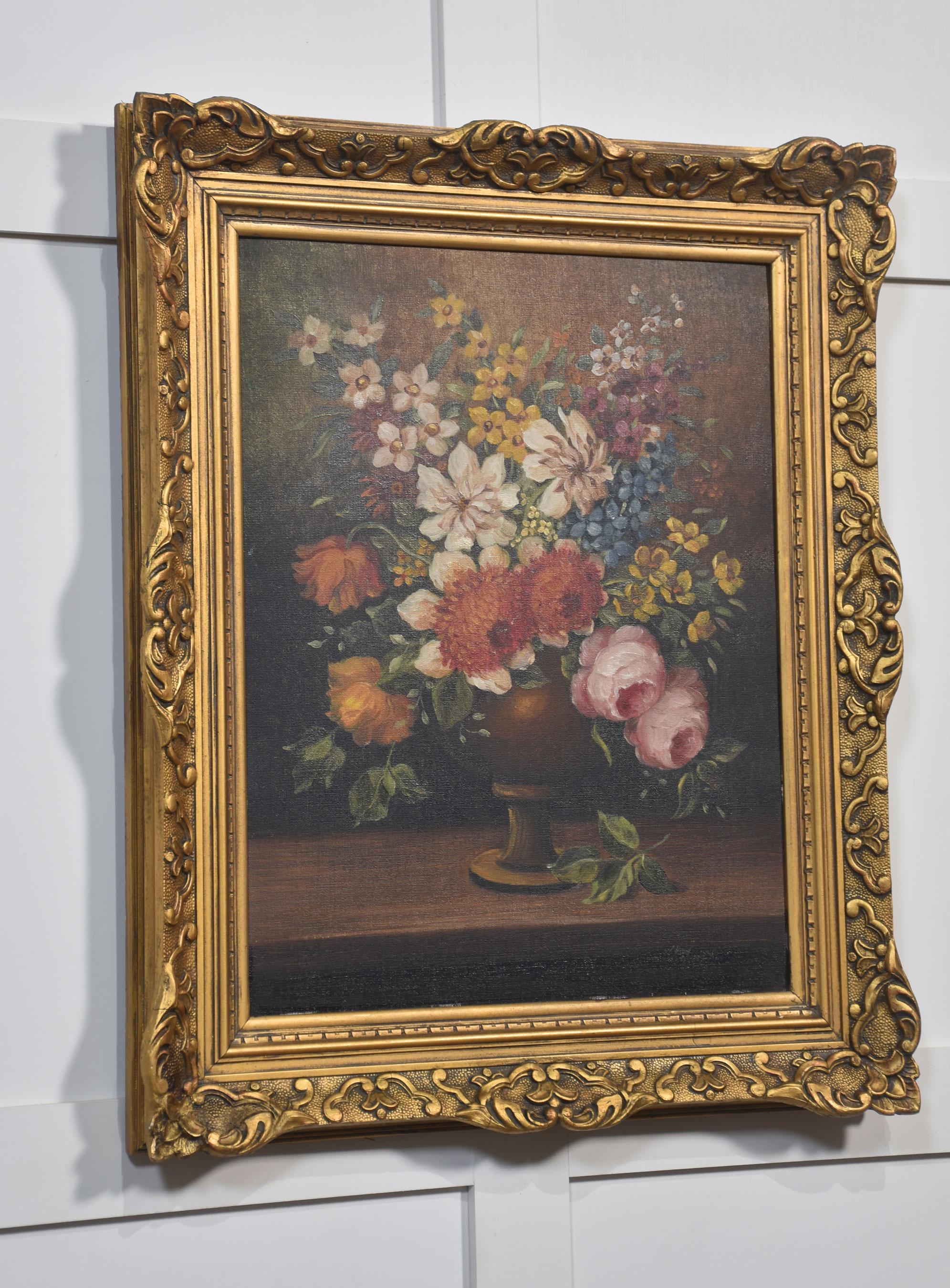 Öl auf Leinwand Blumenstillleben im Angebot 2