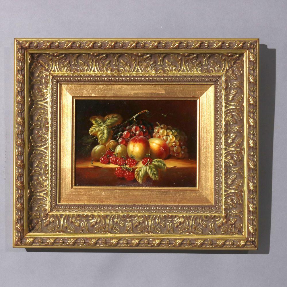 Oil on Canvas Still Life Painting of Fruit in Giltwood Frame, 20th Century 7