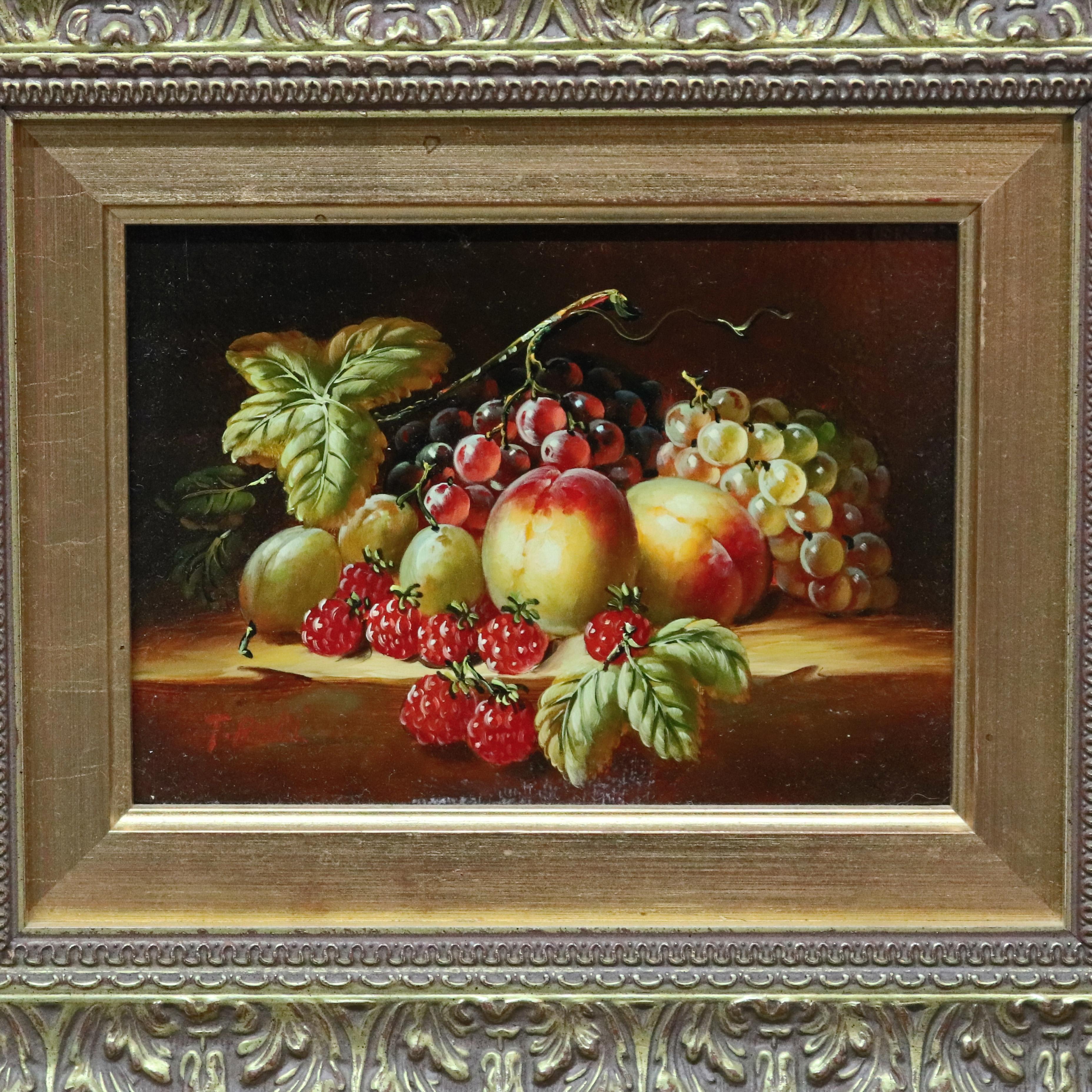 Oil on Canvas Still Life Painting of Fruit in Giltwood Frame, 20th Century In Good Condition In Big Flats, NY