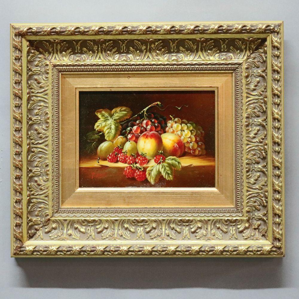 Oil on Canvas Still Life Painting of Fruit in Giltwood Frame, 20th Century 2