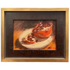 Oil on Canvas Still Life "Pomegranate on Dish" by Sue Foell