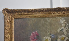 Olio su tela studio di natura morta di un vaso di fiori
