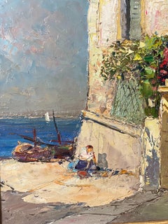 Oil on Canvas, Sunlit French Riviera House by the Sea, by Alain Demarta