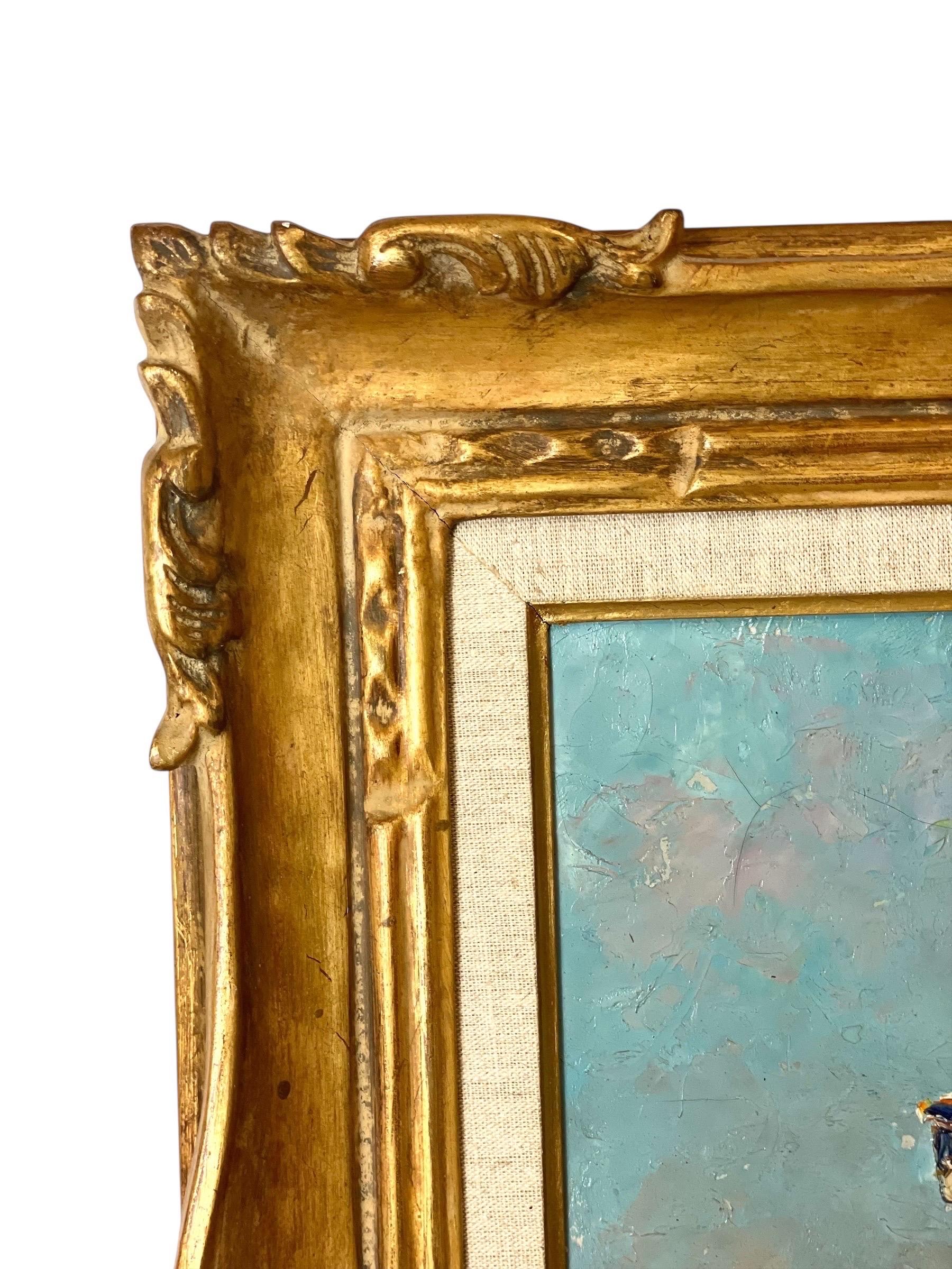 Öl auf Leinwand, Sonnenbeschienenes Haus am Meer an der französischen Riviera, von Alain Demarta (Französisch) im Angebot