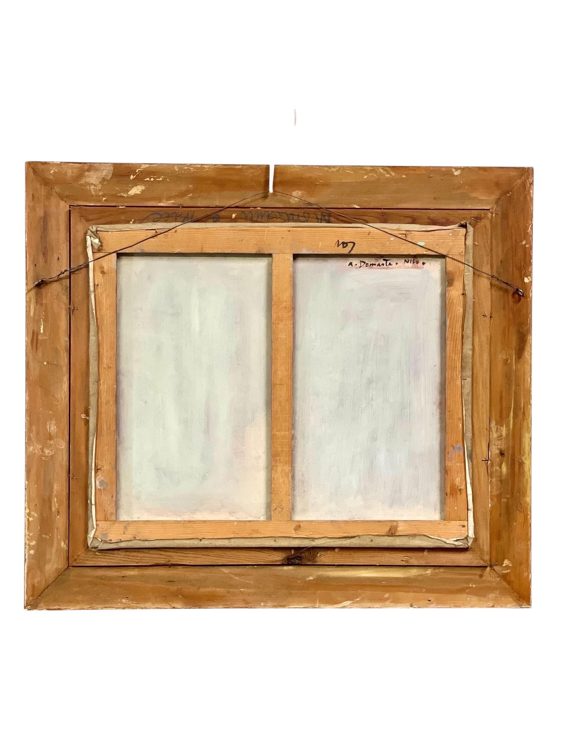 Öl auf Leinwand, Sonnenbeschienenes Haus am Meer an der französischen Riviera, von Alain Demarta im Angebot 2