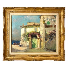 Oil on Canvas, Sunlit French Riviera House by the Sea, by Alain Demarta