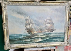 Oil on Canvas The Smoke 0f Battle signed J.C.Ambrose