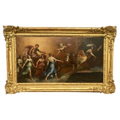 Antique Oil on Canvas "the Tragic Race Char of the Sun", 19th Century