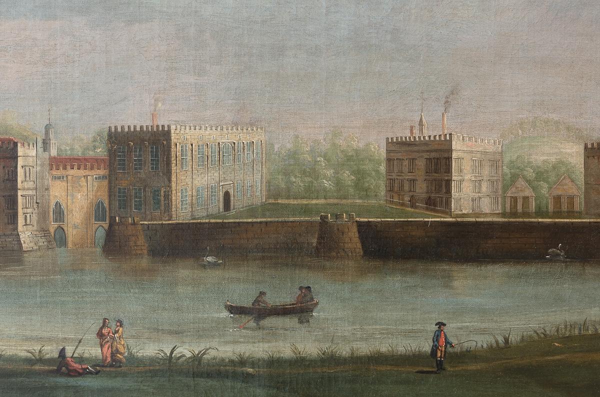 Ölgemälde auf Leinwand; The West Prospect of Leeds Castle, Kent, 18. Jahrhundert Britisch (Englisch) im Angebot