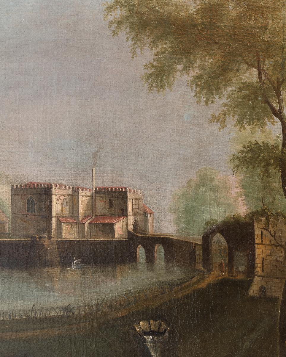 Ölgemälde auf Leinwand; The West Prospect of Leeds Castle, Kent, 18. Jahrhundert Britisch im Zustand „Gut“ im Angebot in London, GB