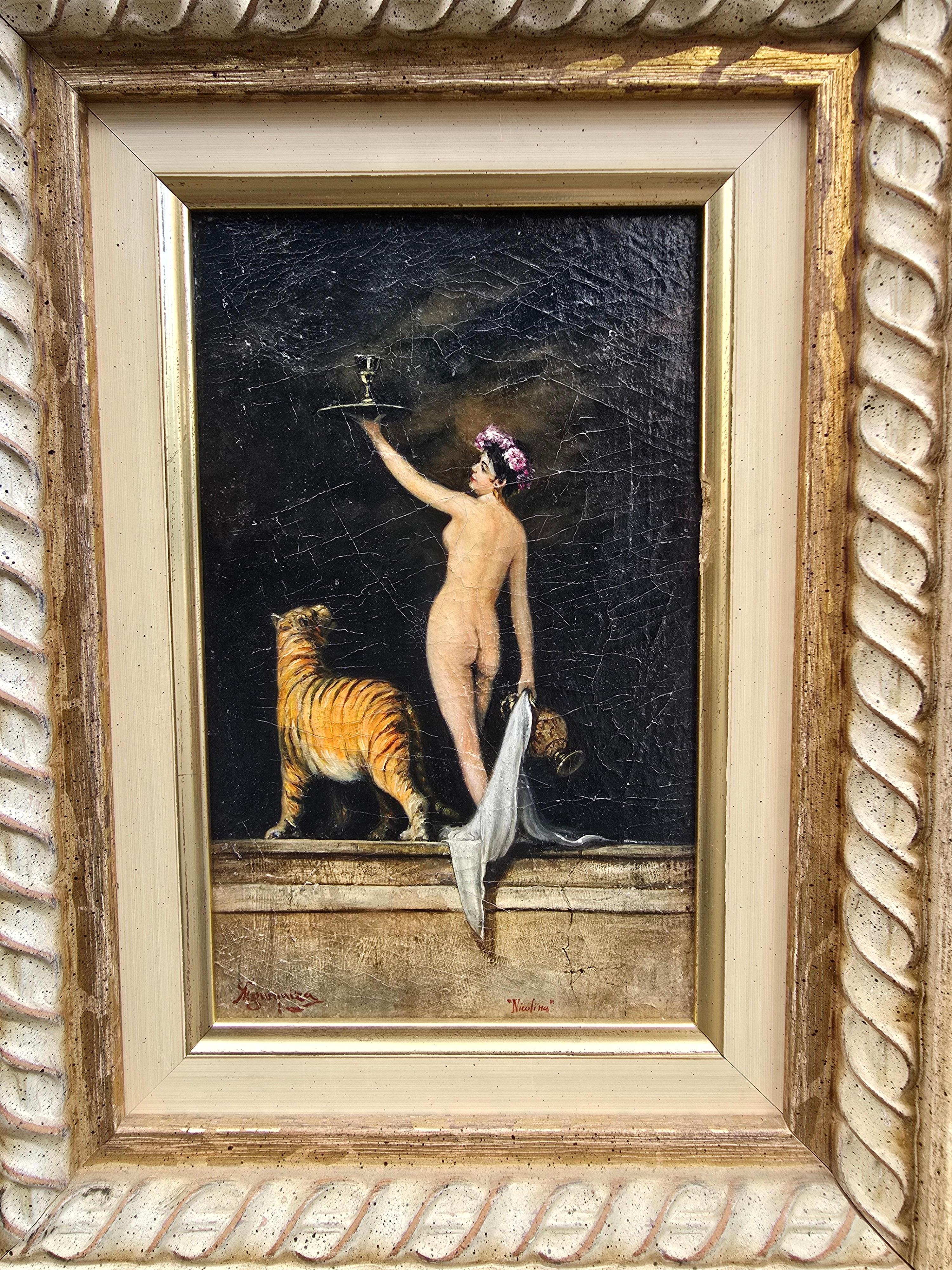 Romantique Huile sur toile intitulée 
