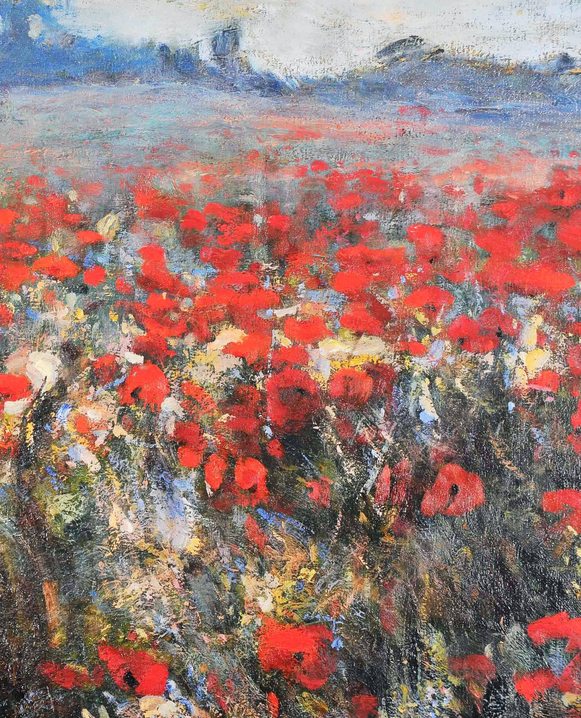 British Oil on Canvas titled 'Poppies' by J Wanat