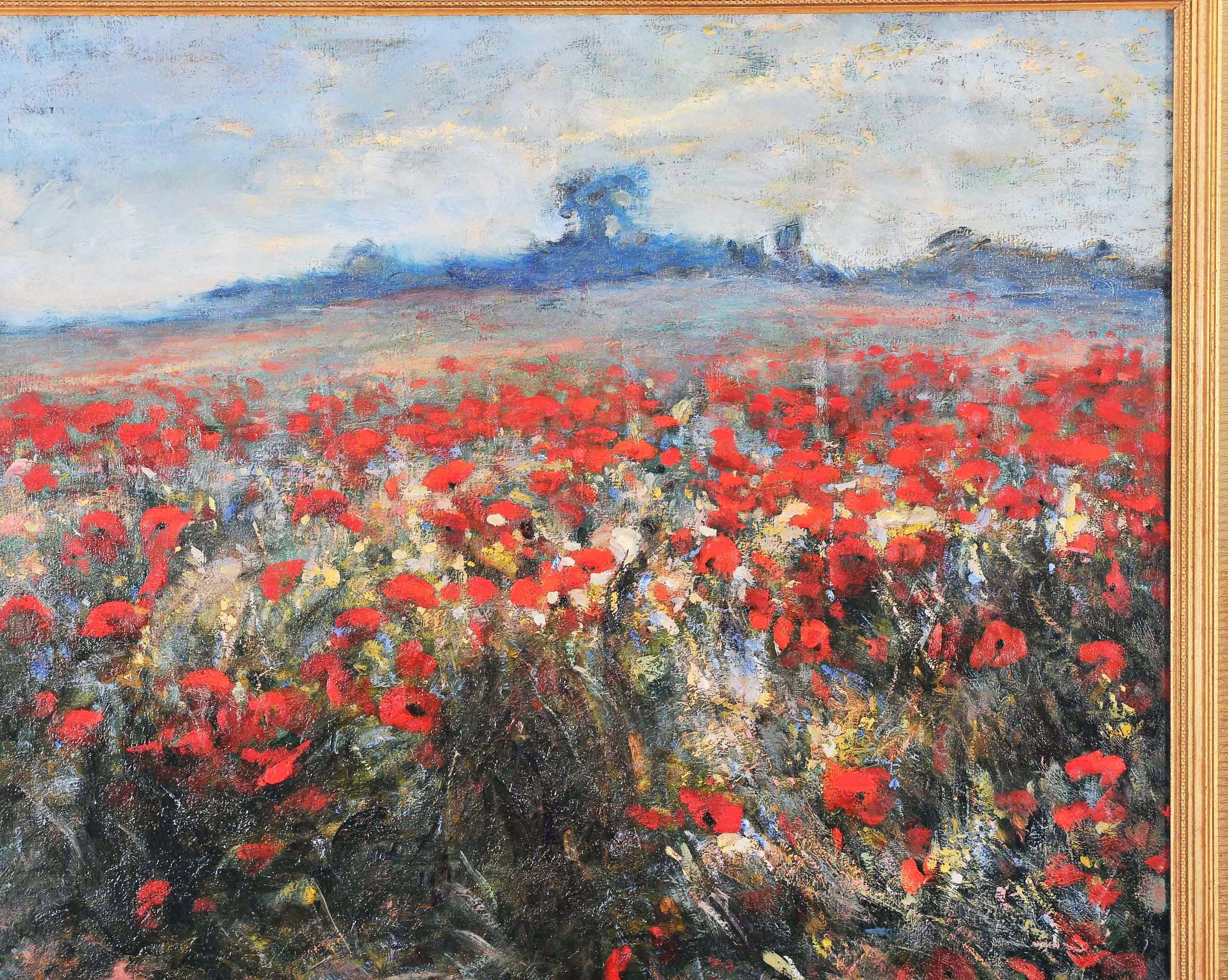 Hand-Painted Oil on Canvas titled 'Poppies' by J Wanat