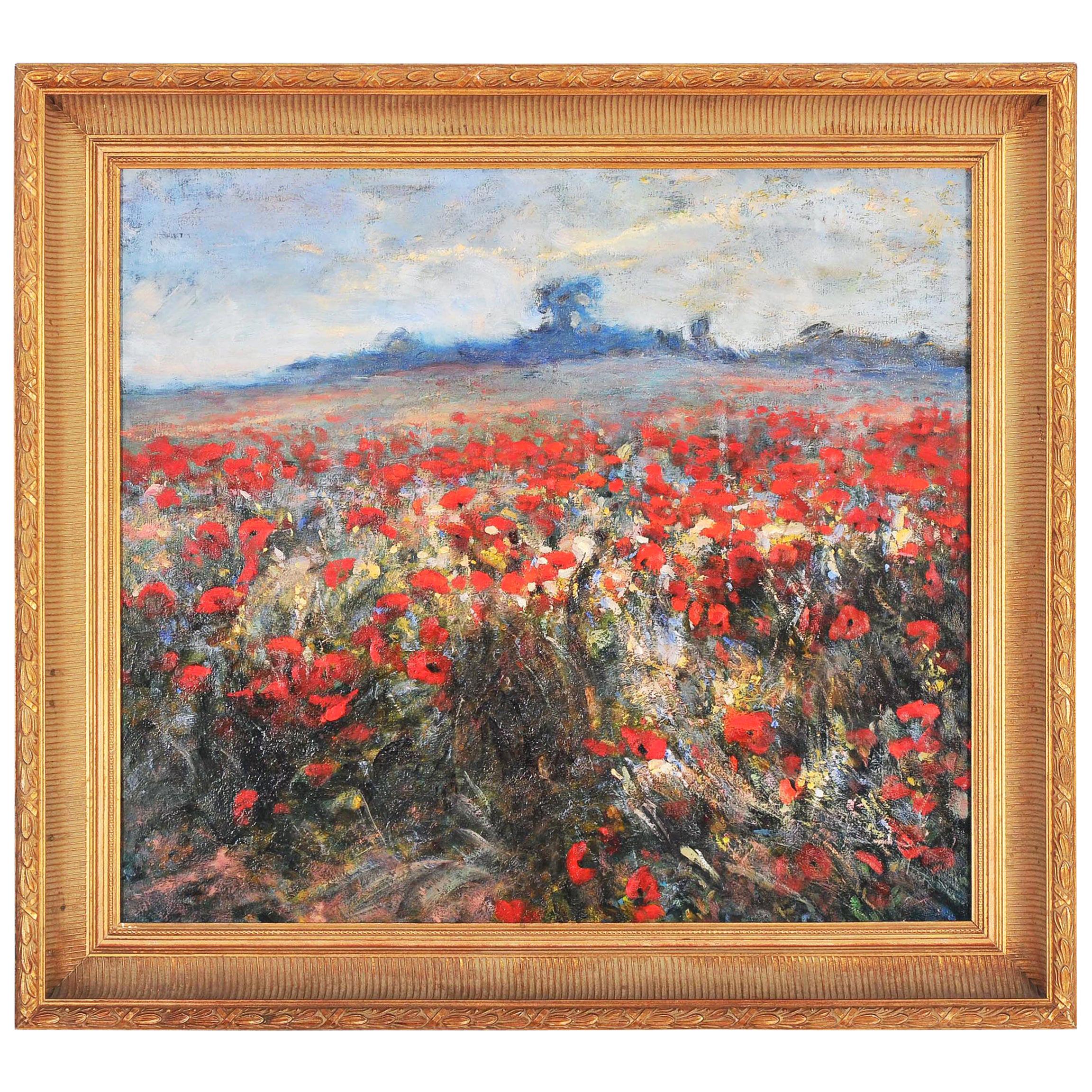 Oil on Canvas titled 'Poppies' by J Wanat