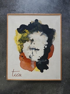 Óleo sobre lienzo titulado "Richard Wagner" de Tihomir Savic Tica, Yugoslavia 1969
