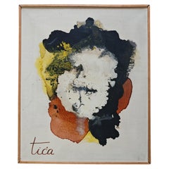 Óleo sobre lienzo titulado "Richard Wagner" de Tihomir Savic Tica, Yugoslavia 1969