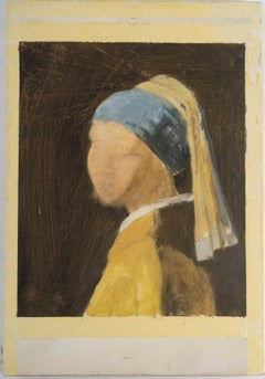 Oil on Canvas, Unfinished Painting, Copie of Girl with a Pearl Earring
