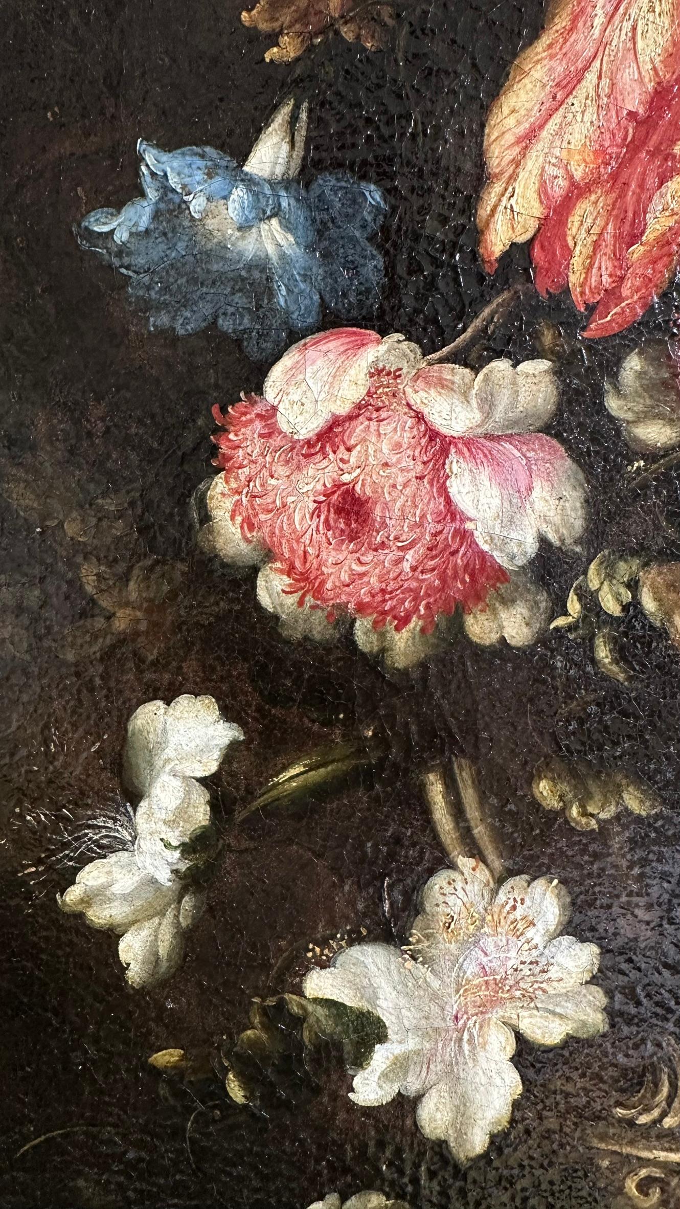 Oil on canvas, Vase of Flowers by Francesco Caldei known as Francesco Mantovani In Excellent Condition For Sale In Milan, IT