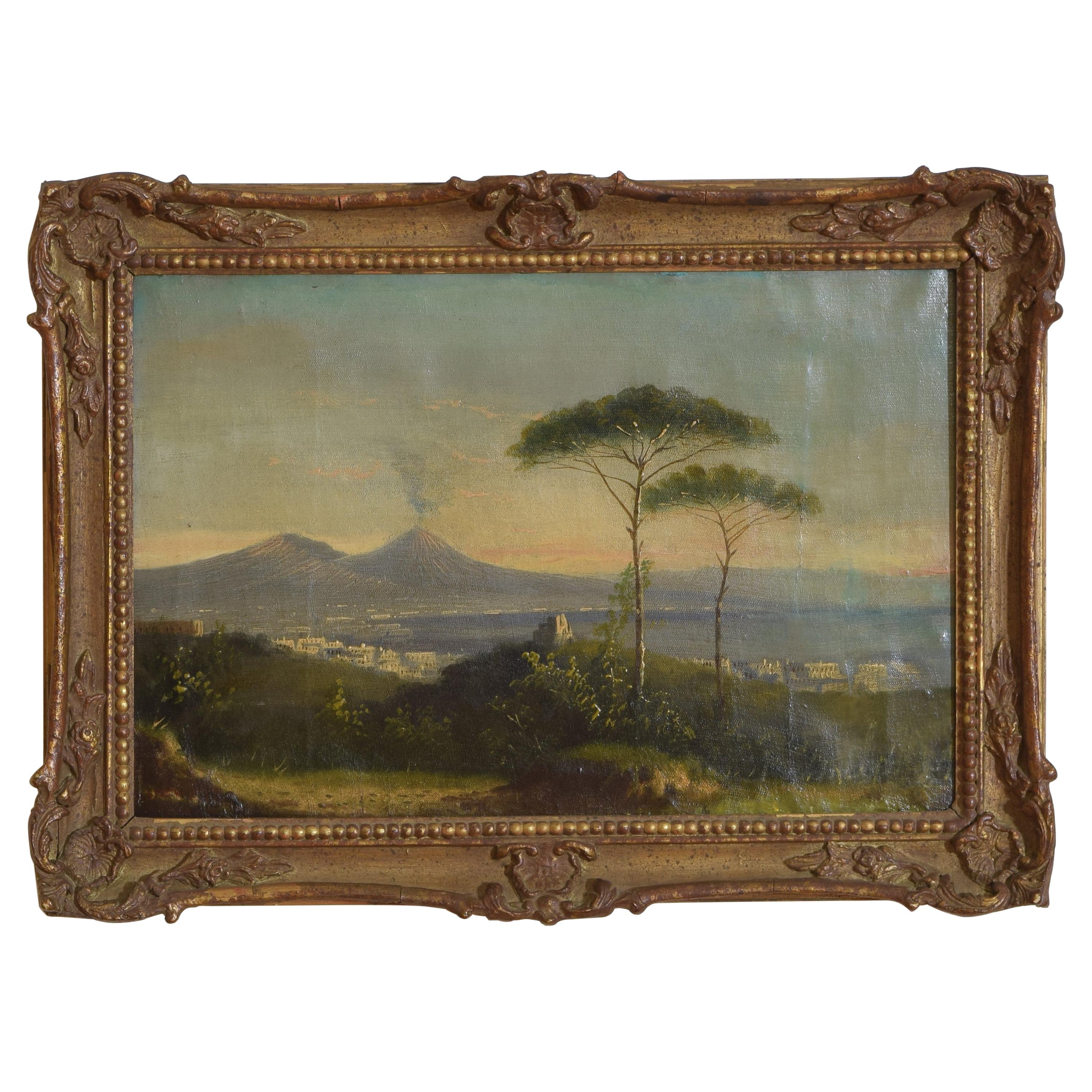 Oil on Canvas, "View of Vesuvius", Signed D. Stewart, 1866
