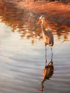 Oil on Canvas "Watching and Waiting", Heron, Mary Segars