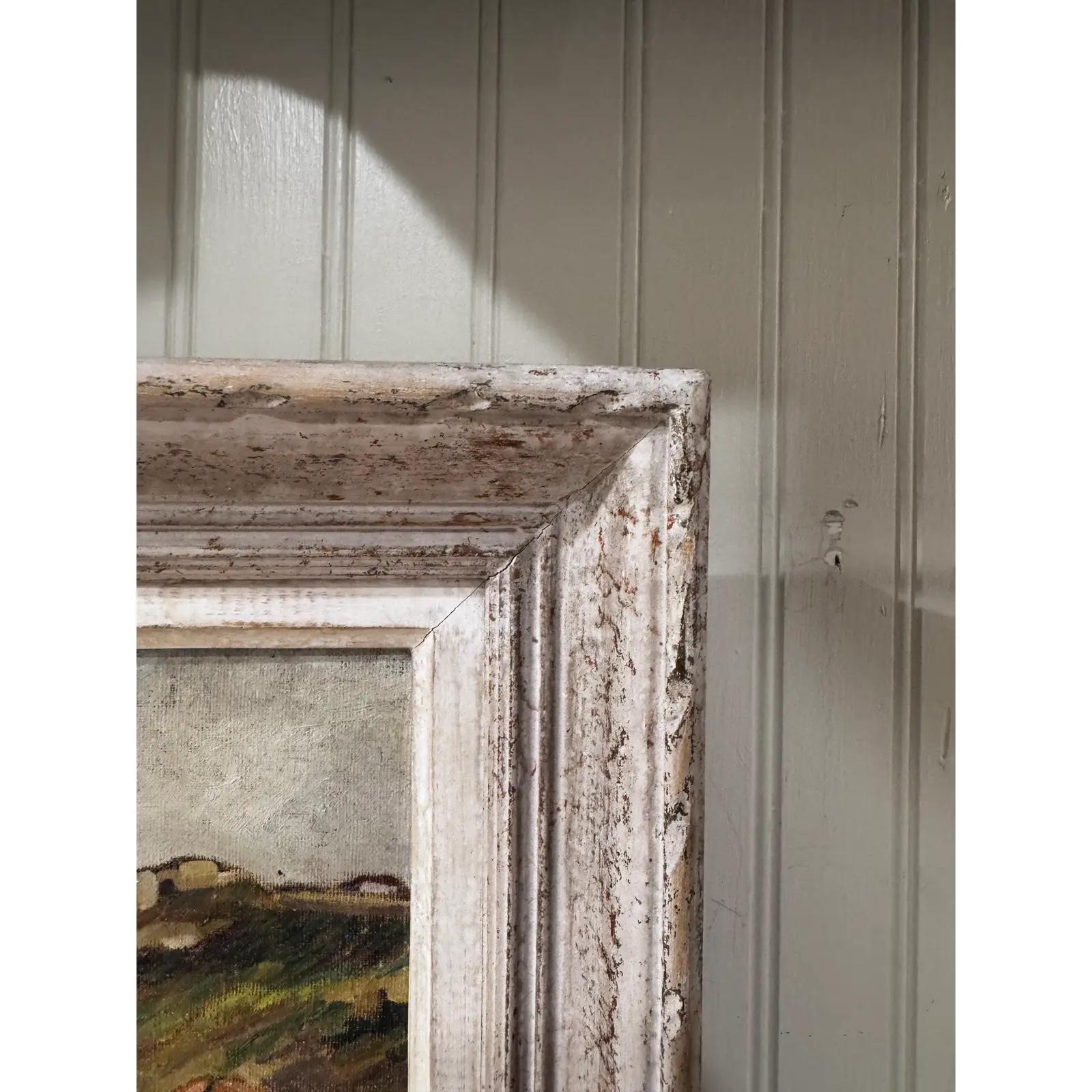 Dieses schöne Ölgemälde zeigt eine idyllische Landschaft mit üppigem Grün und einem einladenden Dorf am Wasser, das in die schöne englische Landschaft eingebettet ist. Dieses Stillleben regt den Betrachter an, mehr zu entdecken! 

Abmessungen
17ʺB ×